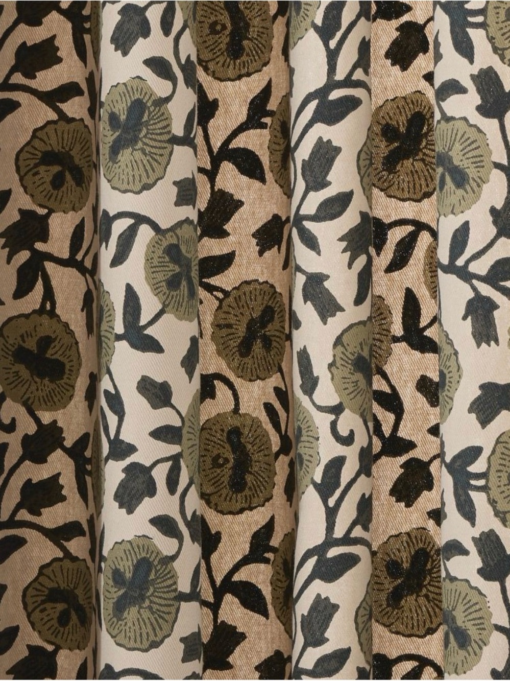 West Elm Olive Laney Floral Curtain Green Floral Drapery 2 Panels 48”x108” each - Picture 3 of 11